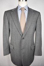 Hart Schaffner Marx Gray Herringbone Worsted Wool Two Button Sport Coat Sz: 41R