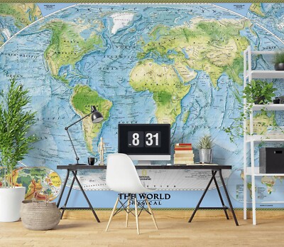3D Green Big Map ZHU5643 Wallpaper Wall Mural Removable Self-adhesive Zoe