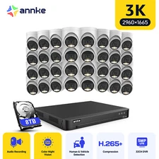 ANNKE 32CH DVR 5MP Color Night Security Camera System Audio Recording AI Detect