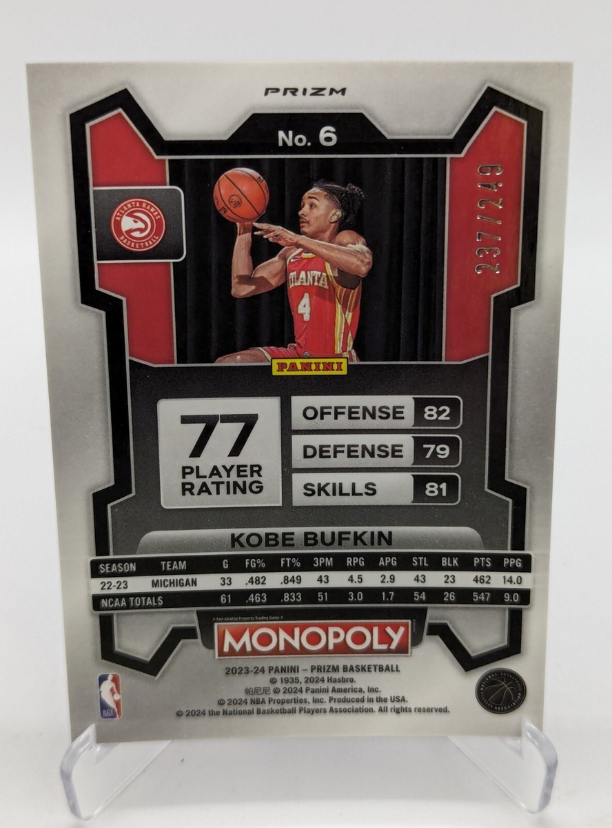 NBA Kobe Bryant 249枚限定 2023-24 Prizm Monopoly Kobe Bufkin Bronze /249 Rookie Card