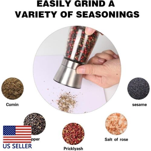 1PC Salt and Pepper Grinder Set Adjustable Coarseness Mills Glass Refillable - Picture 4 of 9