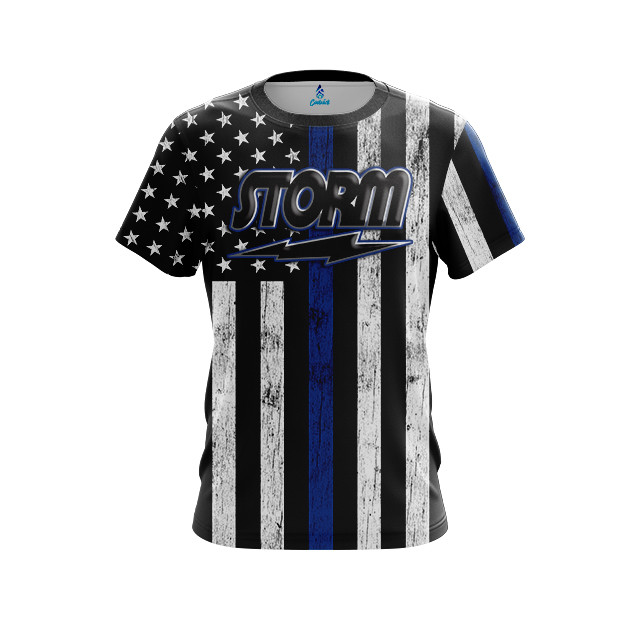 Storm Mens Dye Sub Blue Line CoolWick Performance Crew Bowling Shirt eBay