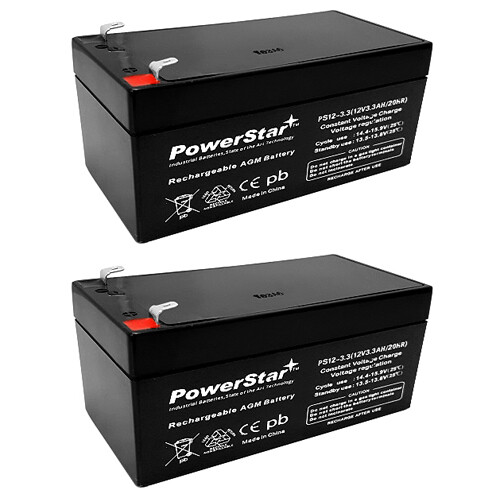 12V 3.3Ah SLA Rechargeable Battery Replaces BE350R, BE350U, BE350G (2 Pack)
