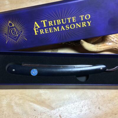 Rough Rider Black Synthetic Masonic Razor 6 3/8'' Straight Razor RR1767