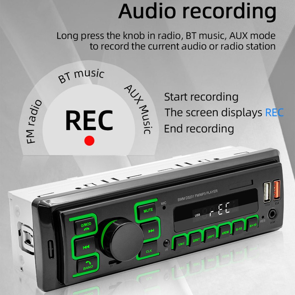 Bluetooth Car Radio Receiver – 1 DIN In-Dash Stereo With FM/AUX/USB/SD & Remote (Unbranded)
