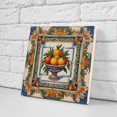 Juego de 3 azulejos de pared de cerámica siciliana con estampado de flores para decoración de pared - Imagen 2 de 5