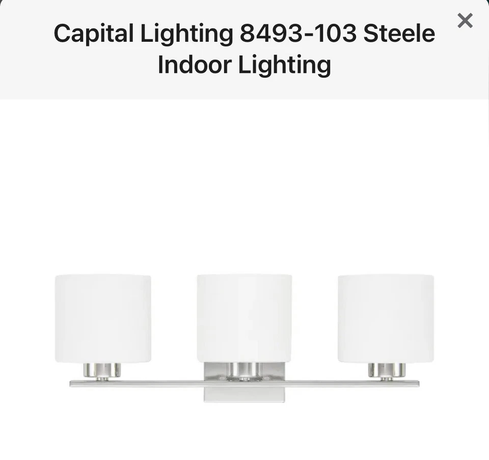 Capital Lighting Steele 8493CH-103 Cromo 3 Luces 23"W Tocador Baño Luz Foto 2 de 4