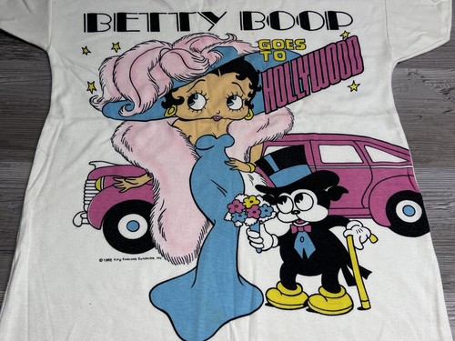 Vintage 80s Betty Boop Goes to Hollywood T-Shirt Retro Bimbo AOP Womens Size L - Picture 3 of 14