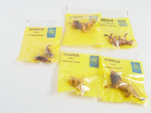 OUGEN Elastolin Lot Of 5 Bags Of Wild Animals Lion Lion Cubs Lioness Tiger New