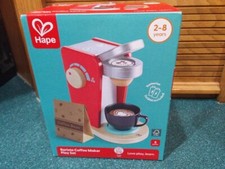 HAPE Barista Coffee Maker playset Quality Wood Toy with sounds 5 piece set