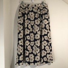 Sag Harbor Floral Maxi Skirt Womens 1X Elastic Waist Blue / Cream