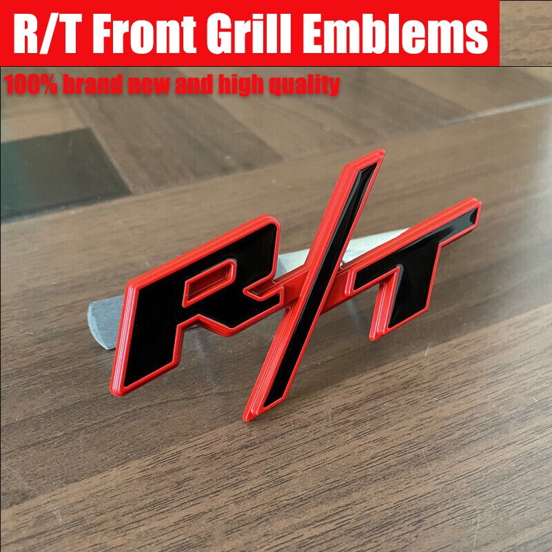 OEM For RT Front Grill Emblems R/T Car Badge New Black Red Nameplate Decals