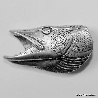 Hechtkopf Zinn Anstecknadel Brosche - britische Handarbeit - Friedfischangeln Angeln Fisch