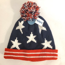 Old Navy Red White Blue American Flag Acrylic Beanie Hat size Small / Medium
