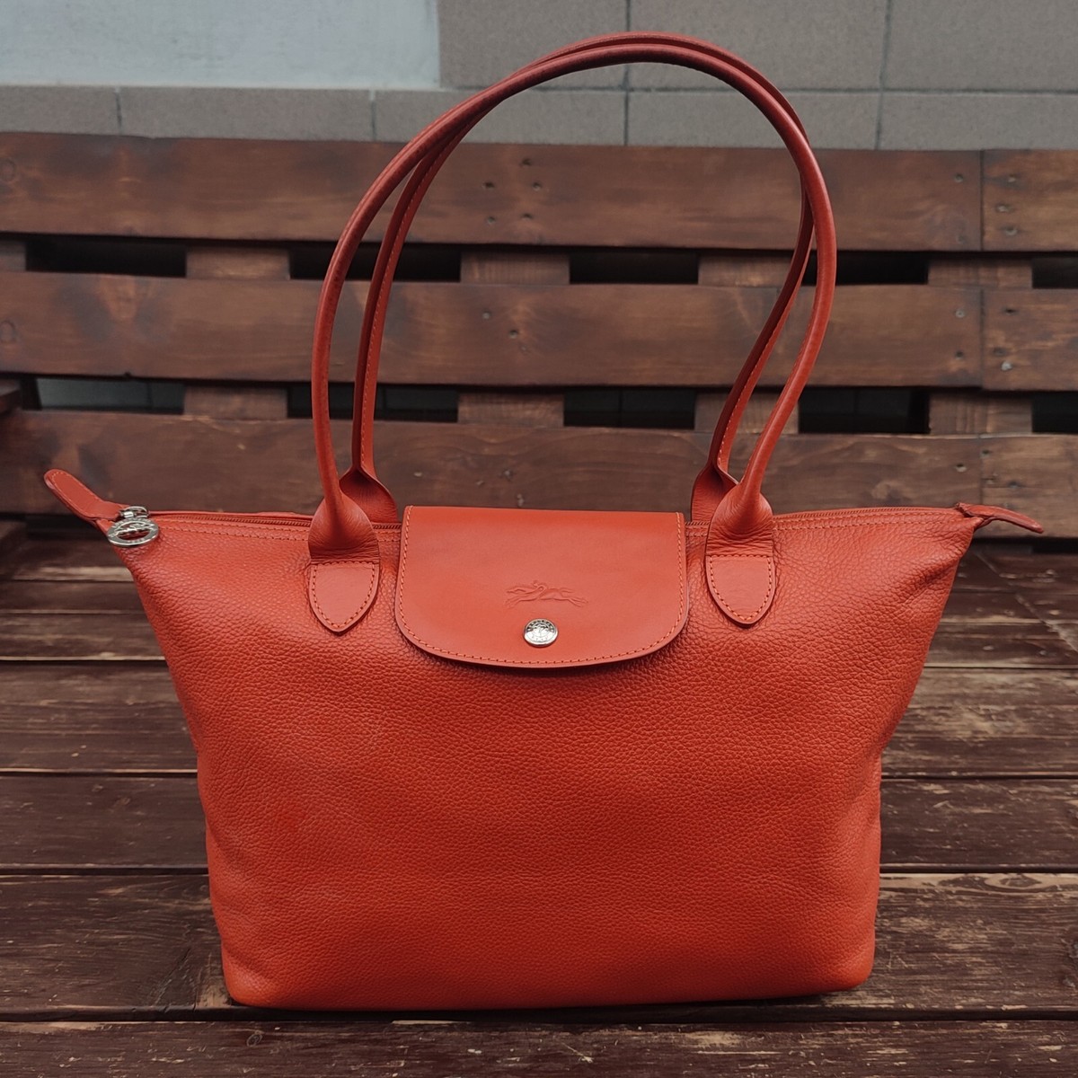 Tote Bag Sacs Cuir Longchamp LONGCHAMP Le Pliage Cuir Orange