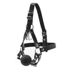 Balls Bondage Mouth Gag Open Oral Head Harness Adjustable Nose Hook Restraint