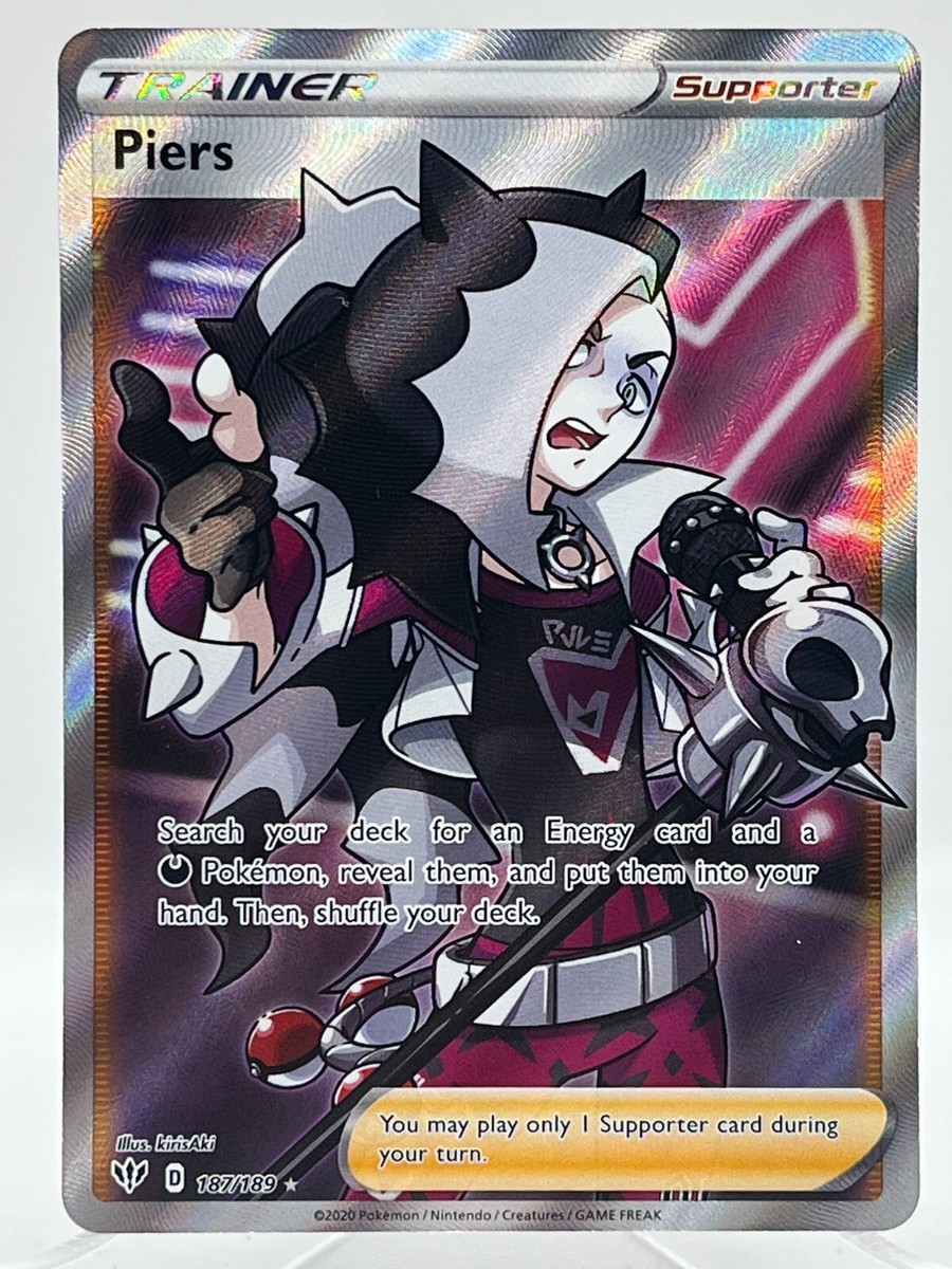 darkness ablaze rare card list Piers 187/189 SWSH Darkness Ablaze Holo Full Art Ultra Rare Pokemon Card  NM/M