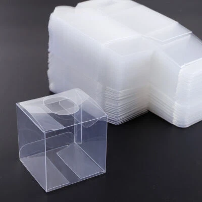 100PCS Wedding Favor Box Plastic Sweet Transparent PVC Cube Cake Gift Candy Bags
