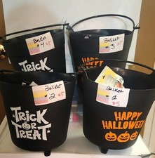 4 Halloween Cauldron Baskets w/ Costume Supplies More