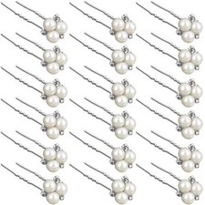 18 Pcs Pearl Hair Pins Bridal Hair Accessories Pearl Crystal Bobby Silver