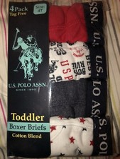U.S. Polo Assn. Boys Underwear, 4 Pack Cotton Boxer Briefs Sizes 4T