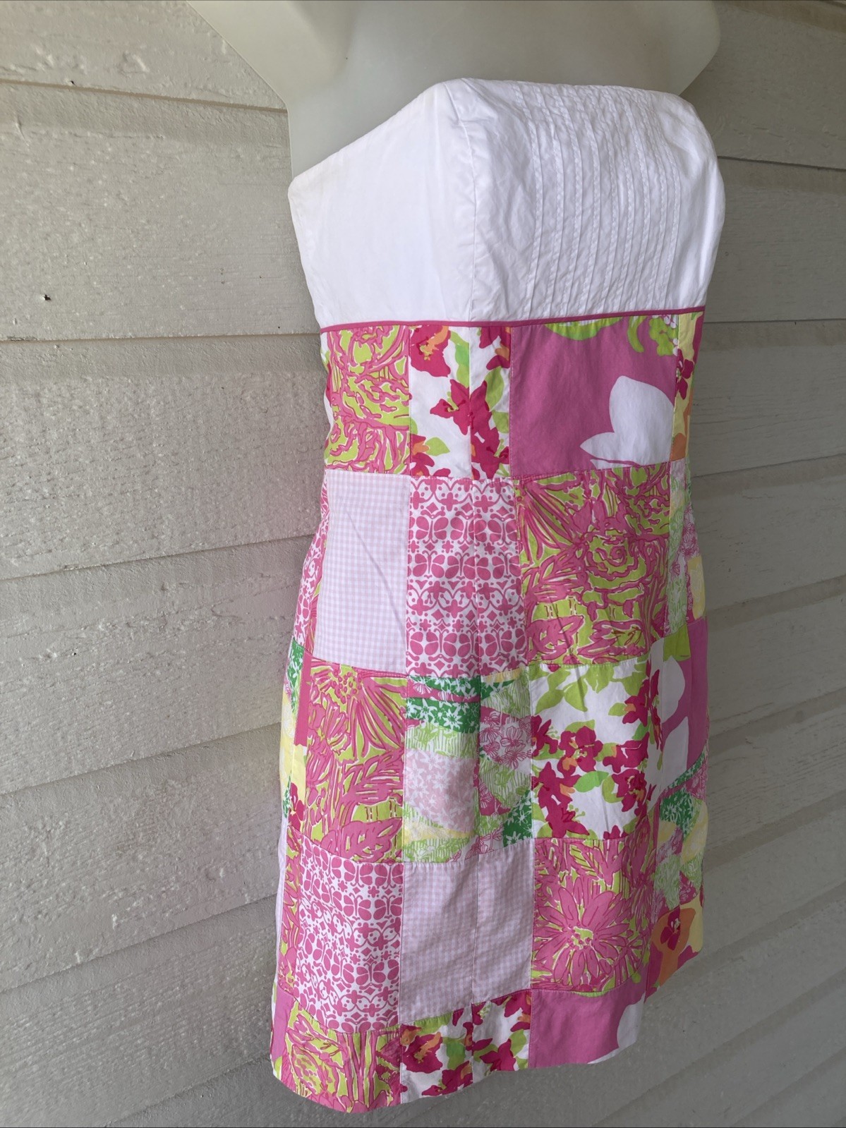 Lilly Pulitzer Pink Multi Square Patchwork Strapl… - image 2