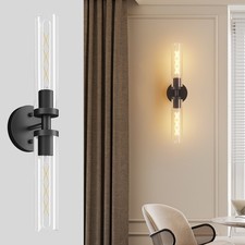 2 Pack 12" Black Wall Light Modern LED Sconce Glass Shade Mirror Lamp Fixtures