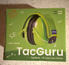 TacGuru 130 Kids Hearing Protection Ear Muffs Adjustable Foldable Neon Green