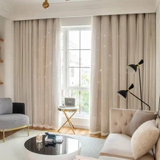 Stars Double Layer Blackout Curtains for Bedroom - Kids Cute Curtains, 84 Inc...