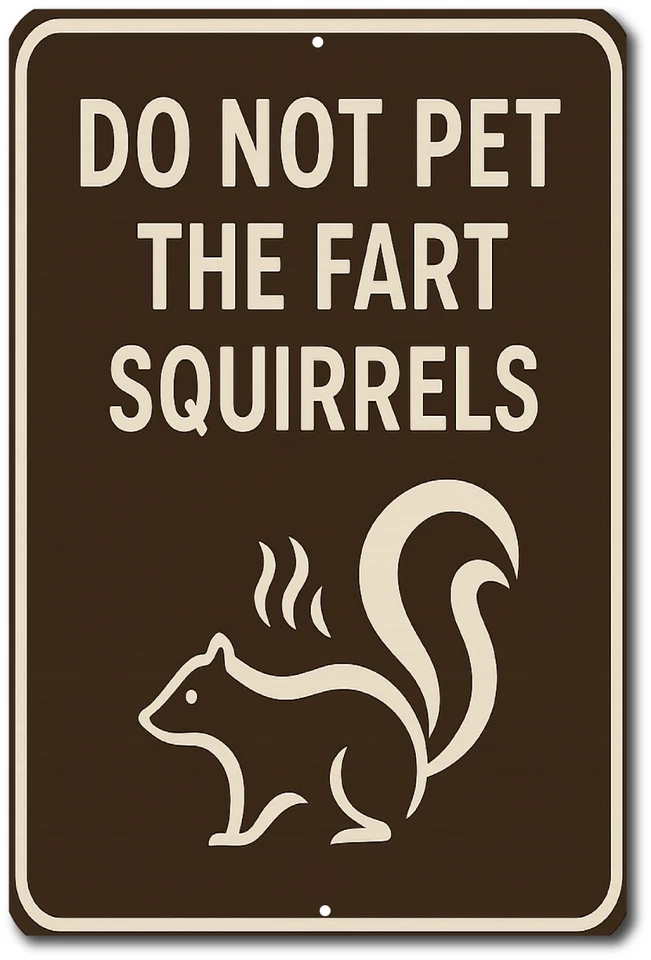 Divertido letrero de ardillas de pedo 8x12 - Sin acariciar mofeta advertencia metal letrero de hojalata Foto 3 de 4