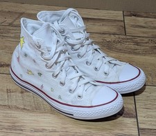 Converse All Star Women’s UK5.5 Hi Top Canvas Trainers White - Custom design