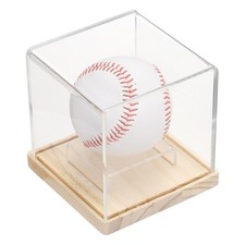 Acrylic Baseball Display Case with Square Base,, Wooden/Clear