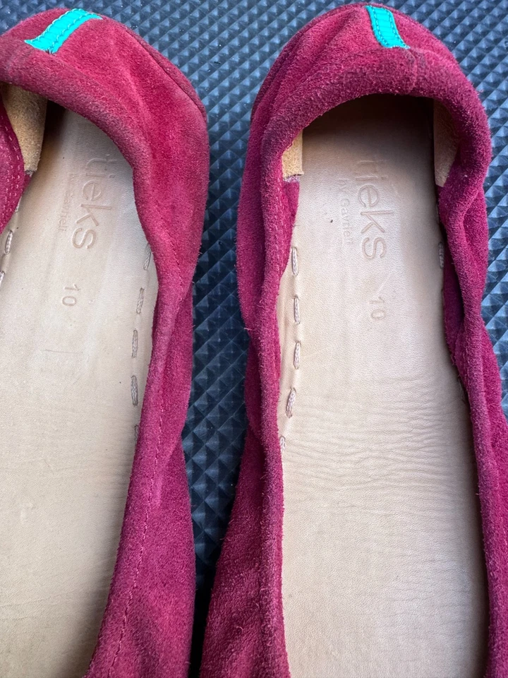 Zapatos sin cordones Tieks Flats para mujer 10 Rouge rojo oscuro gamuza cuero ballet Foto 2 de 4