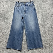 Pistola Jeans Womens 30 Lana High Rise Crop Ankle Raw Hem Ultra Wide Leg