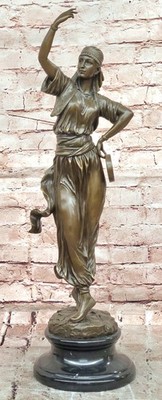 Bronze Art Nouveau Dancer Sculpture Signed Milo Middle Eastern Statue Artwork