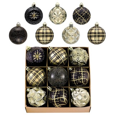 Valery Madelyn Ornaments for Christmas Trees, 9ct 2.36 Inches Black and Gold ...