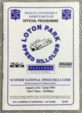 LOTON PARK 21/22 Aug 1993 Summer National Speed Hill Climb Official Programme