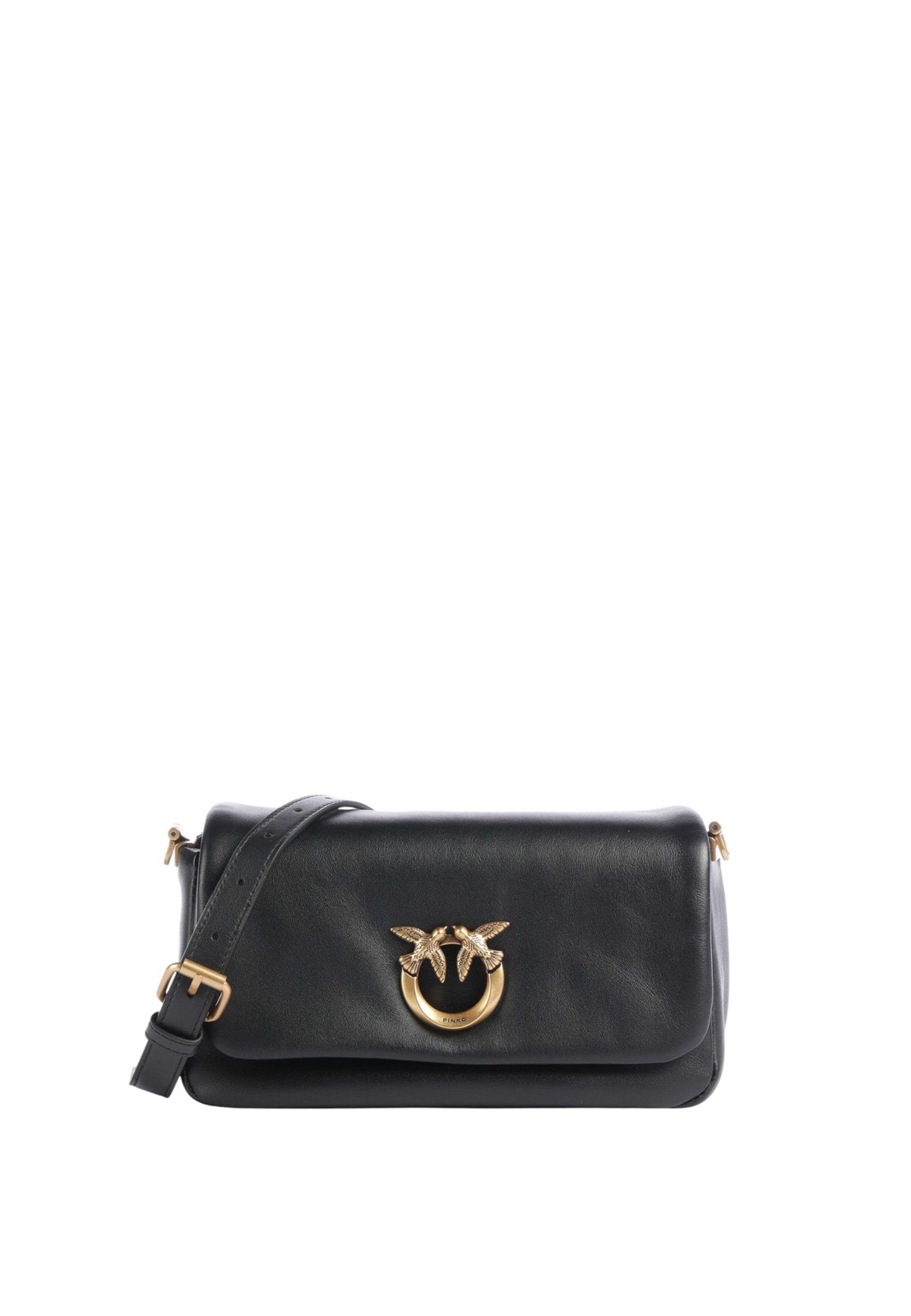 Borsa a tracolla con logo in pelle PINKO Nero/oro