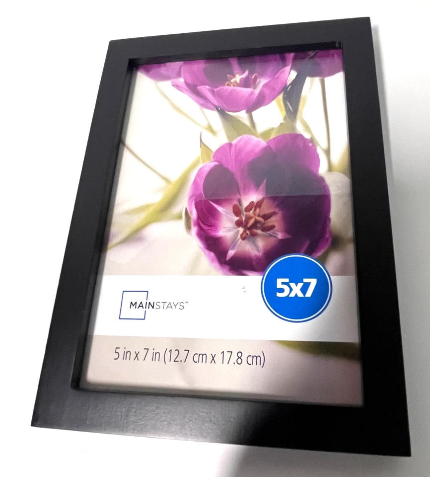 Marco de fotos de pie negro ancho plano Mainstays de 5x7 pulgadas de vidrio NUEVO Foto 2 de 4