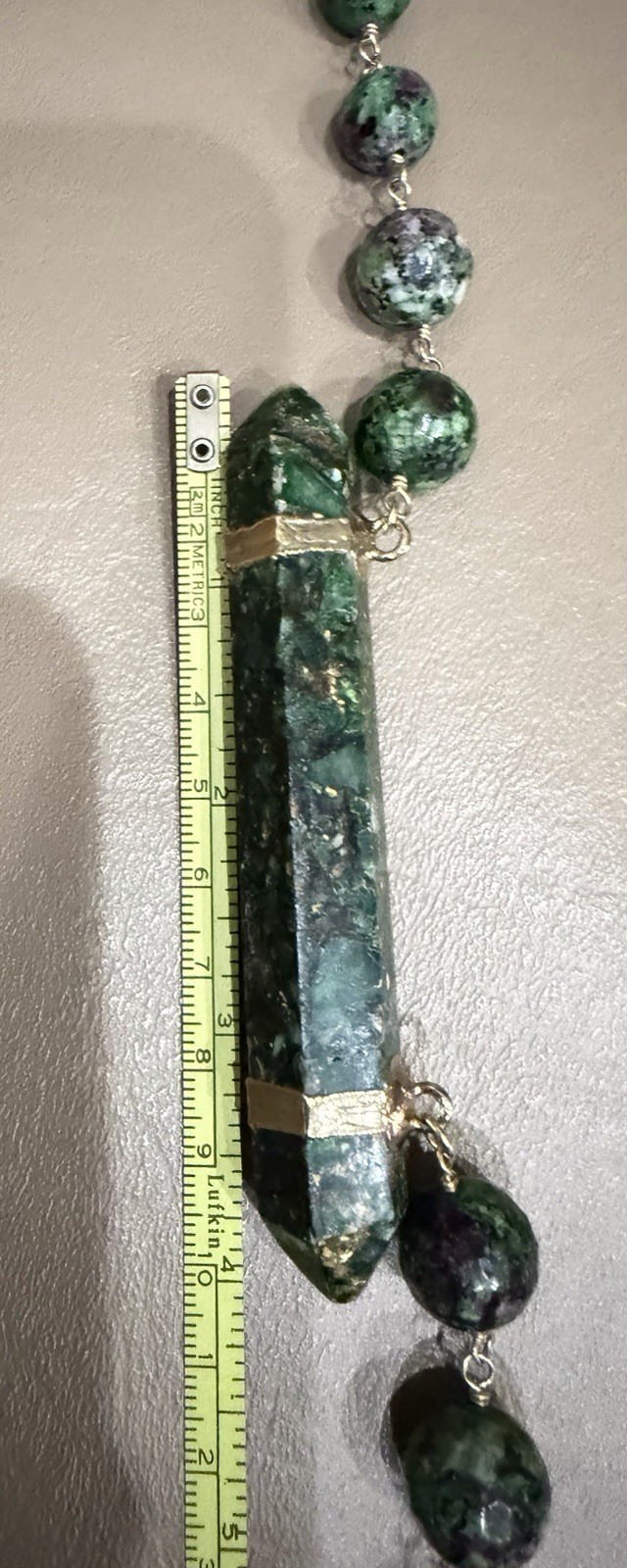 Statement DEVON LEIGH Necklace Green Natural Ston… - image 5