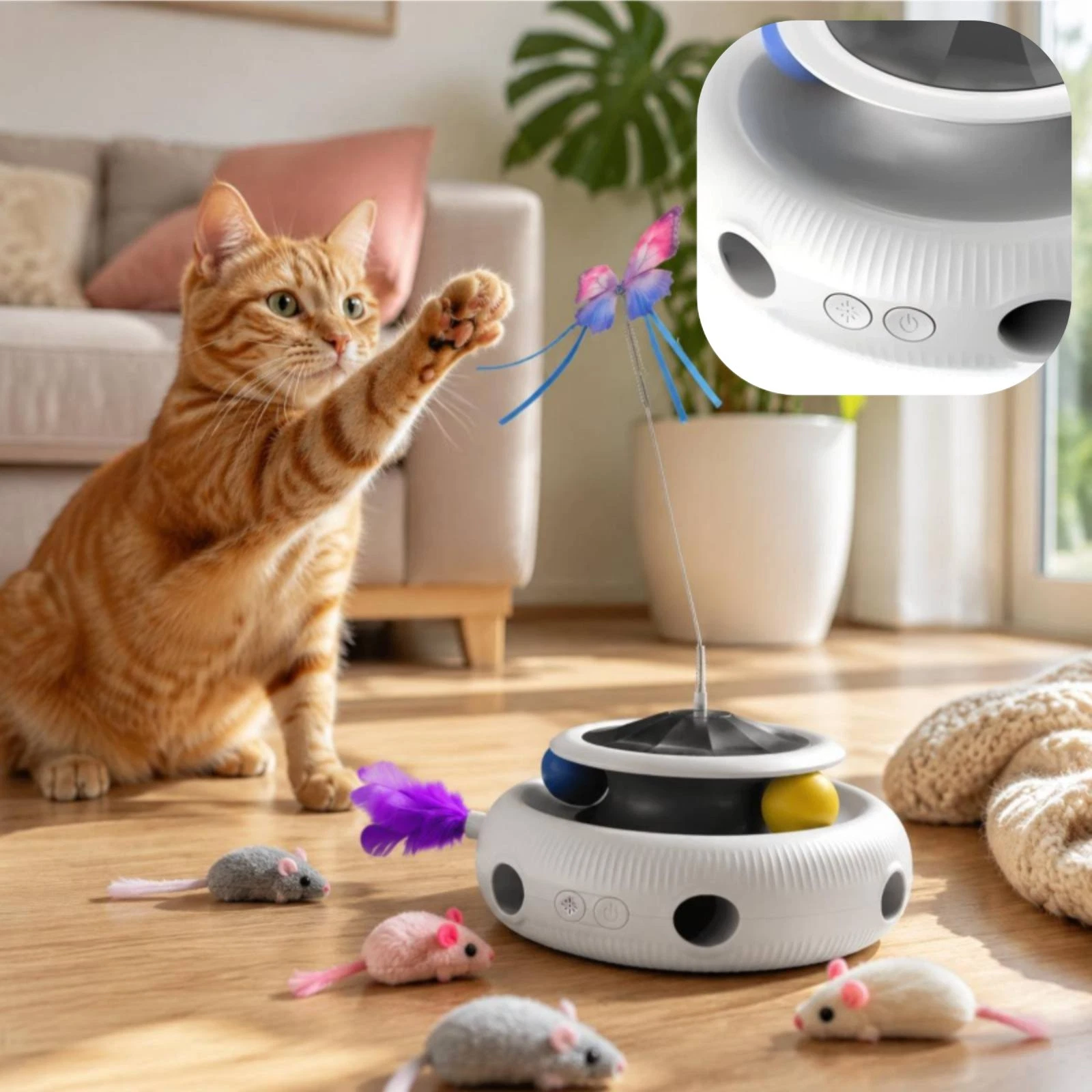 Fluttering Creature Feline Toy Battery-Operated Interactive Fluttering Creature