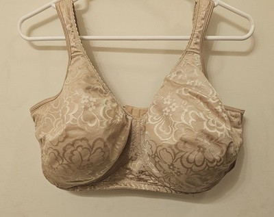 Playtex 18 Hour 4745 Beige Floral Wireless Bra 42G Hook & Eye Adjustable