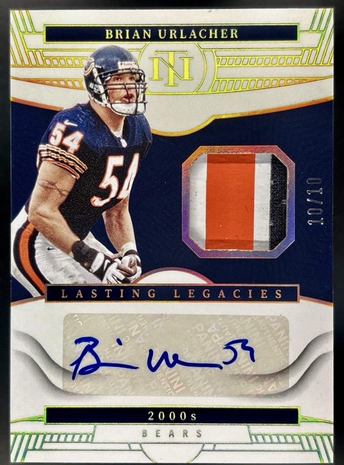 Brian Urlacher Auto Patch /10 2022 National Treasures Legacies  Book End