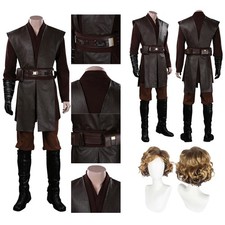 Jedi Knight Anakin Skywalker Darth Vader Sith Cosplay Costume Uniform Coat Wigs