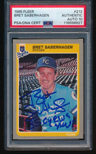 1985 Fleer #212 Bret Saberhagen Signed 85 CY & WS MVP Insc PSA AUTH/10 AUTO