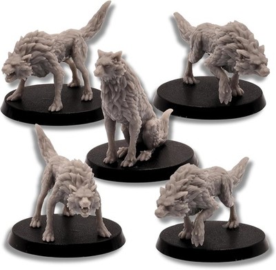Fantasy Wolves Miniaturen Set - 5 Wolf Figuren | 28mm RPG Modelle DnD Pathfinder
