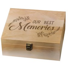 1 Pc Wooden Memory Keepsake Box, Our Best Memories Box with Hinged Lids Keeps...