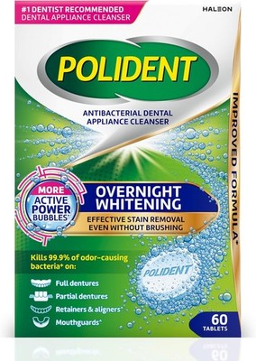 Polident Antibacterial Dental Appliance Cleanser Tablets, 60 Count