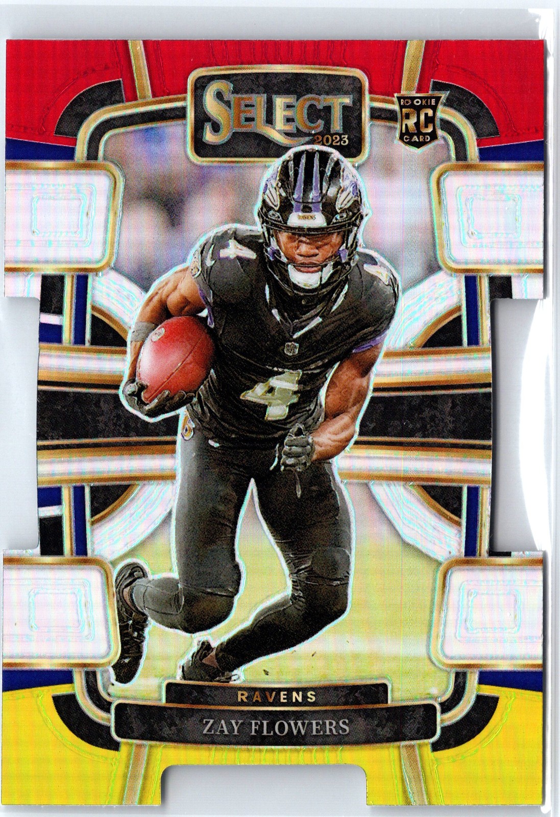 2023 Panini Select #8 Zay Flowers Red and Yellow Prizms Die Cuts