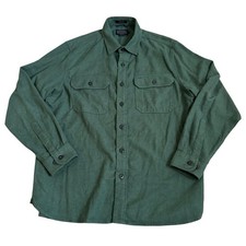 Pendleton Burnside Doublebrushed Flannel Button Shirt Sz LG 100 Cotton Green